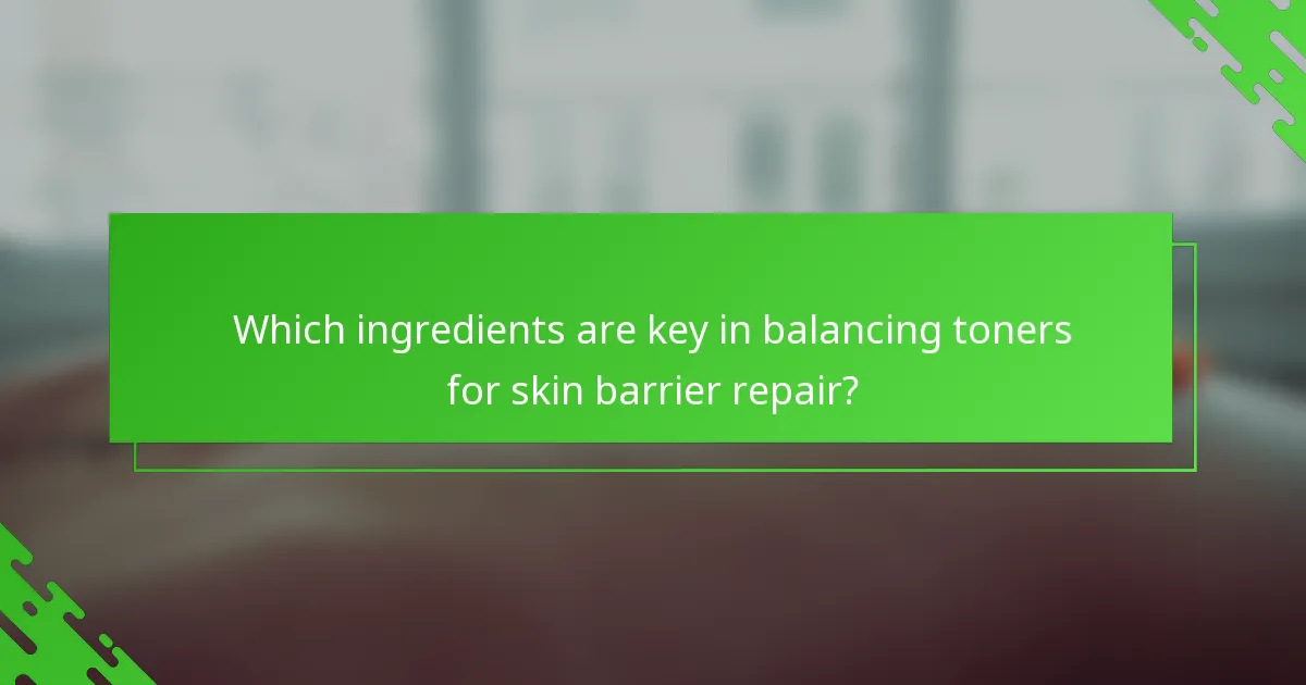 Which ingredients are key in balancing toners for skin barrier repair?
